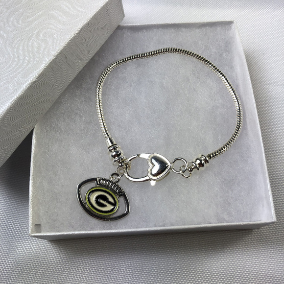 Jewelry - NFL Greenbay Packers Silver Football  Bracelet